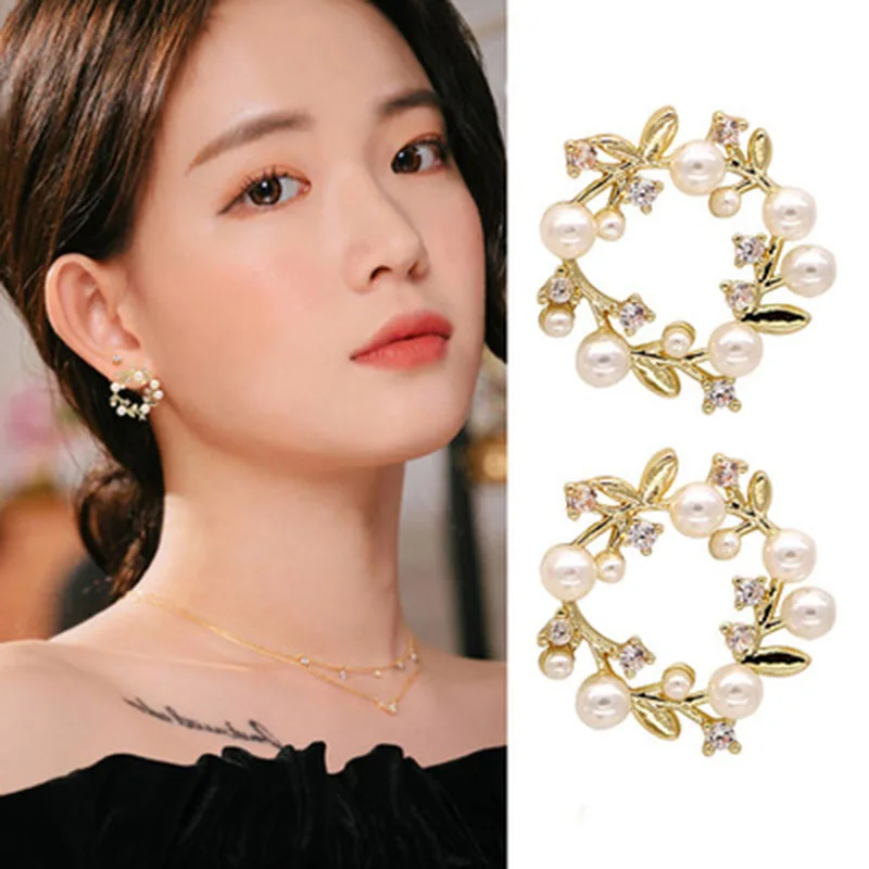 Korean New Colorful Rhinestone Pearl clip on Earrings for Women Charm Butterfly Flowers Shell Earring Jewelry Gift Brincos | Украшения и