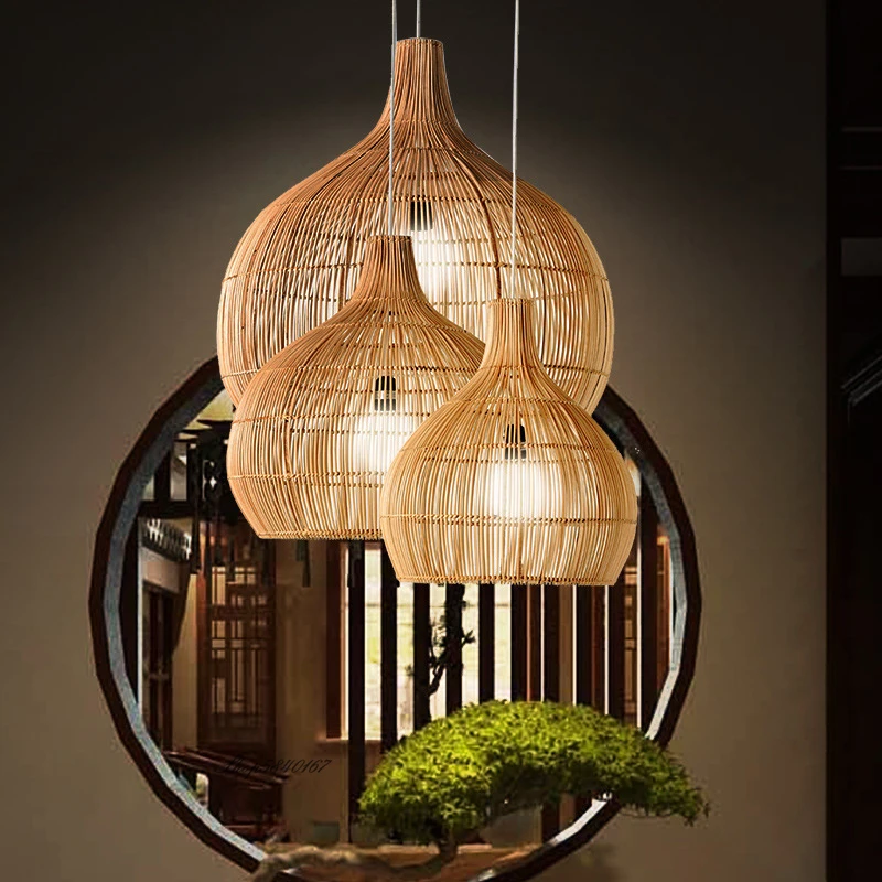Vintage Rattan Pendant Lights Hand-woven Hanging Lamp for Living Room Decoration Dining Lamps E27 Suspension | Освещение