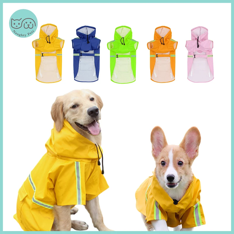 Pet Dog Raincoat Waterproof Reflective Rain Coat Clothes For Small