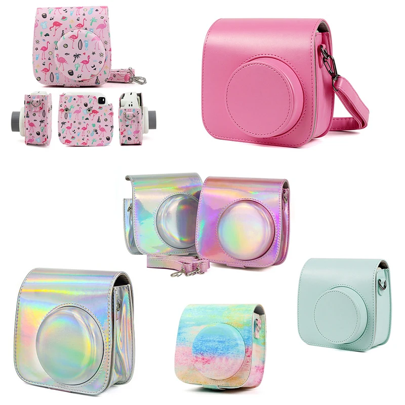 

Leather Camera Shoulder Strap Bag Protect Case Pouch For Fujifilm Instax Mini 9 mini 8 mini 8+ cases Film Cameras