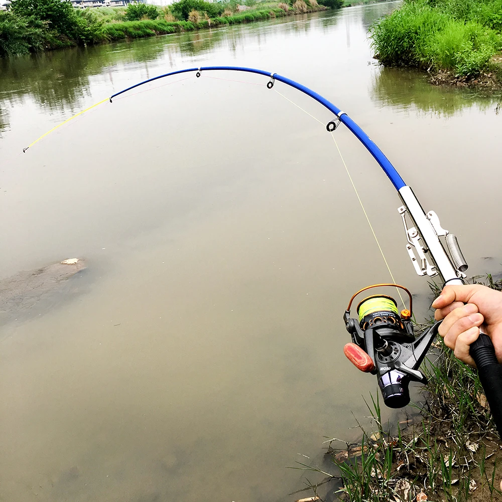 Vara de pesca automática de aço inoxidável sem molinete, 1.8m, 2.1m, 2.4m, 2.7