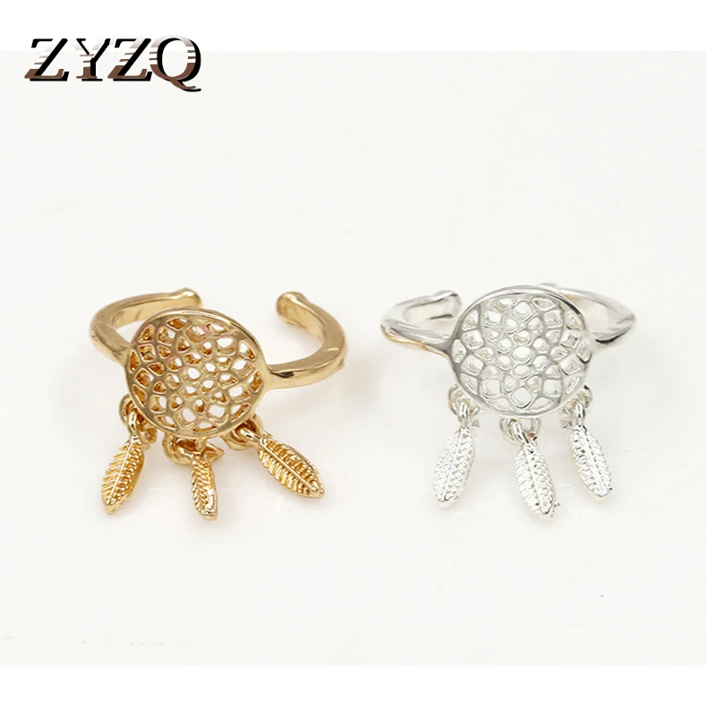 

ZYZQ Personality Vintage Leaf Pendant Open Rings With Hollow Out Design Fashion Birthday Gift For Women Wholesale Lots&Bulk