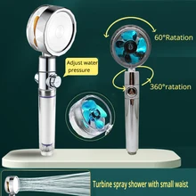Turbo hélice chuveiro cabeça com filtro de poupança água fluxo 360 graus alta presure showerhead com ventilador spray bico
