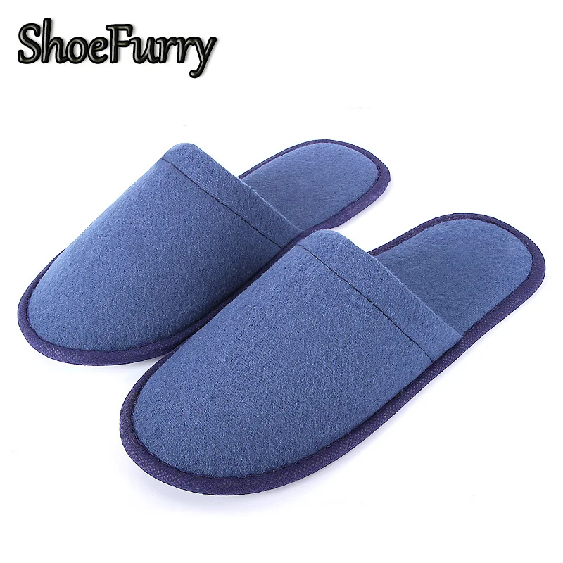 

ShoeFurry Portable Hotel Spa Slippers Men Women Casual House Shoes Plush Home Indoor Slippers Sandals Winter Female Fur Slippers