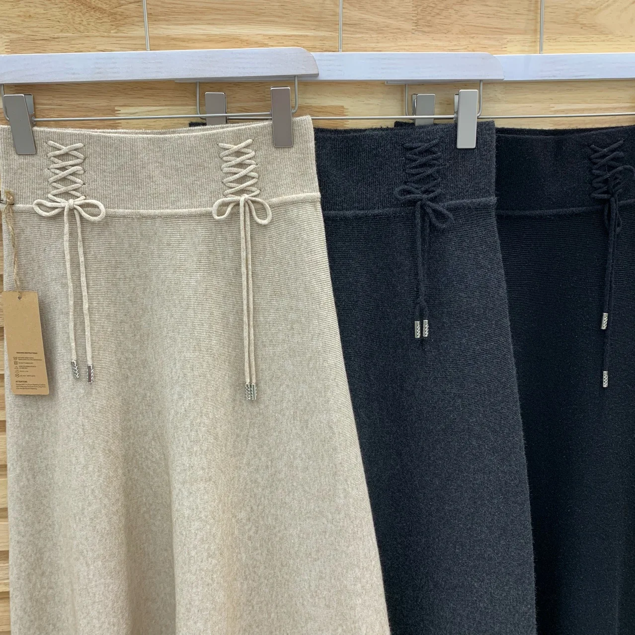 Зимняя эластичная юбка-зонтик средней длины с высокой талией, женская бежевая, черная, серая юбка, saias saia