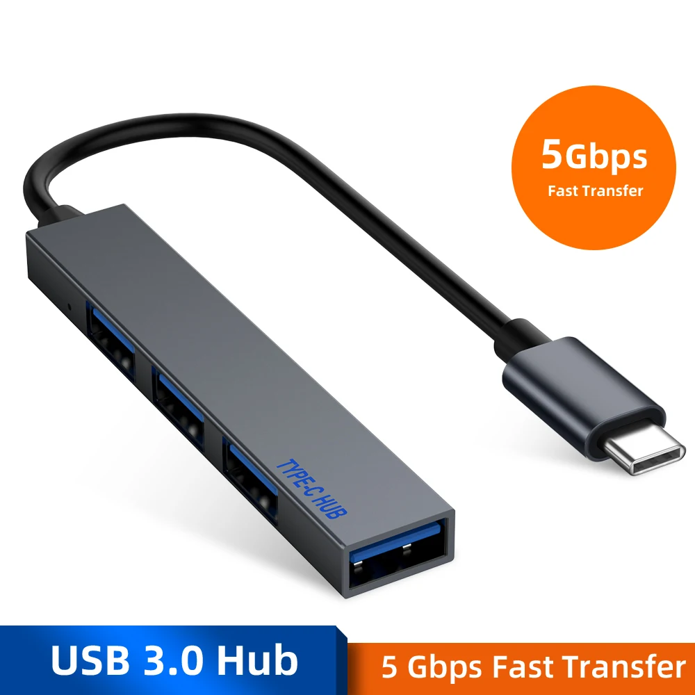 

High Speed USB3.0 HUB OTG Adapter Type C Male To Micro USB Female Cable Converter 4 Ports OTG Connector For Macbook Pro Samsung