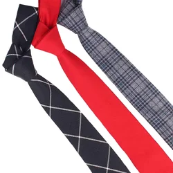 6cm Men Casual Business Formal Wear Textured Wool-like Fabric Yarn Dyed British Style Narrow Tie