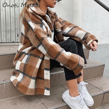 

Miguofan Plaid shirt winter long blouse women tops mujer roupas femininas com frete gratis 2020 chemise femme winter camisas za