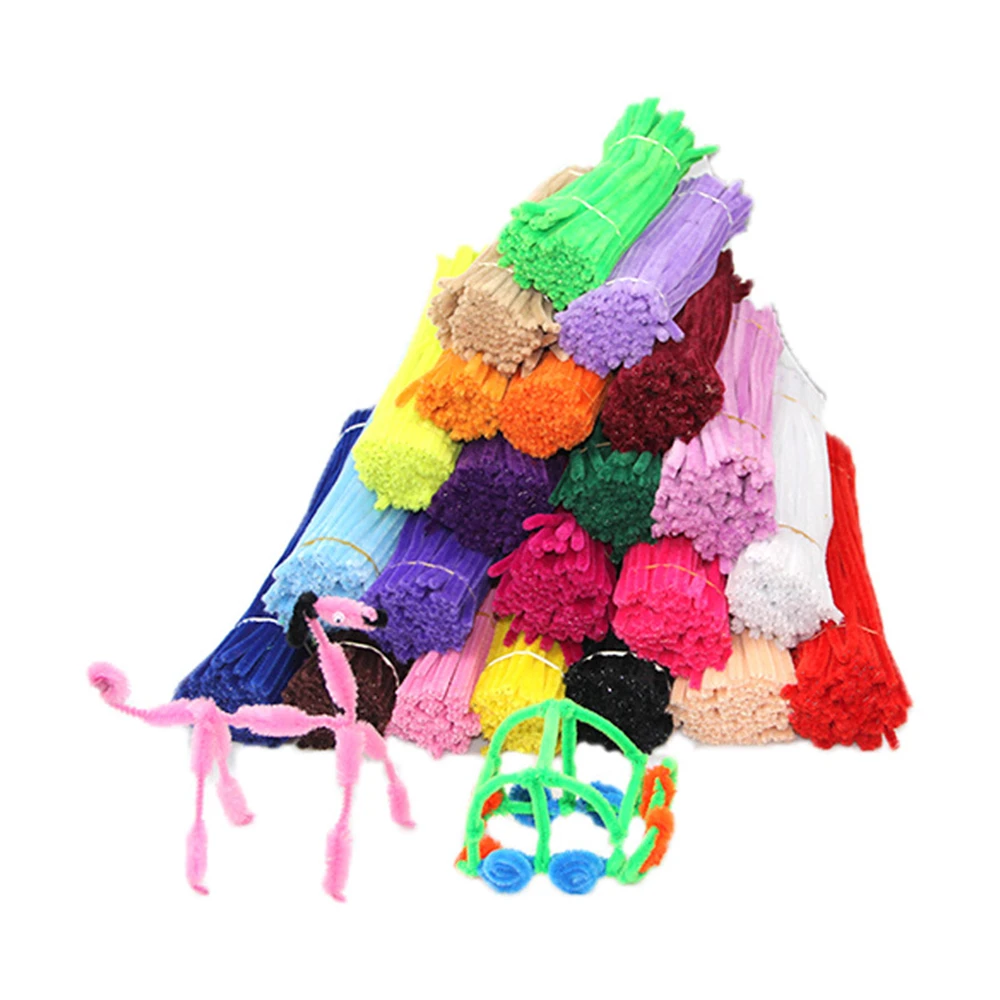 100pcs 30cm Chenille Stems Pipe Cleaners Kids Plush Educational Toy Colorful Pipe Cleaner Toys Handmade DIY Craft Supplies