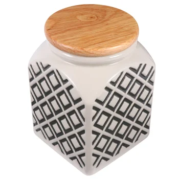 

Checkered Pattern Grain Canister Food Kitchen Sealed Storage Container Empty Storage Jar for Loose Tea Coffee Bean Dried Fruit w