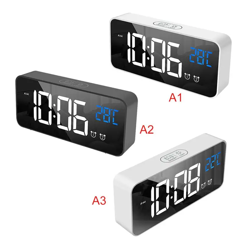 Электронный цифровой зеркальный светодиодный дисплей будильник Многофункциональный температурный календарь USB/AAA питание Повтор Настольные часы