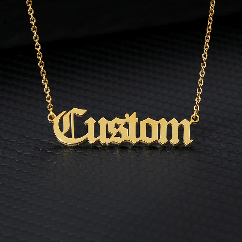 Old English Custom Name Necklaces For Women Men Stainless Steel Customized Necklace Pendant Personalized Goth Neck Chain Jewelry