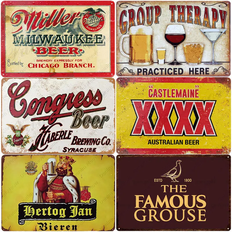 Пиво в стиле ретро металлическая искусственная живопись для групповой терапии