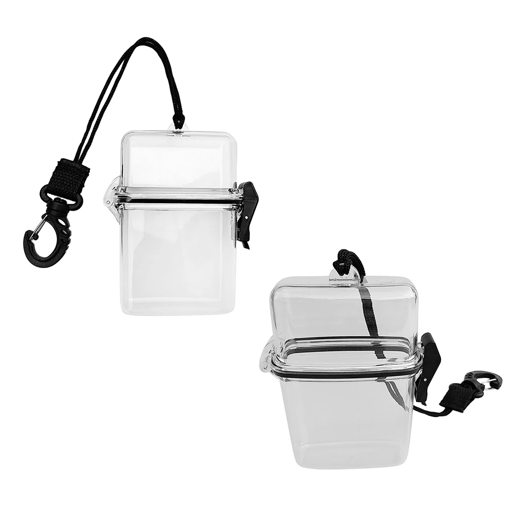 Pack of 2 Scuba Diving Waterproof Dry Box Case Container, Floating Watertight Money ID Card Badge Holder with Lanyard and Clip