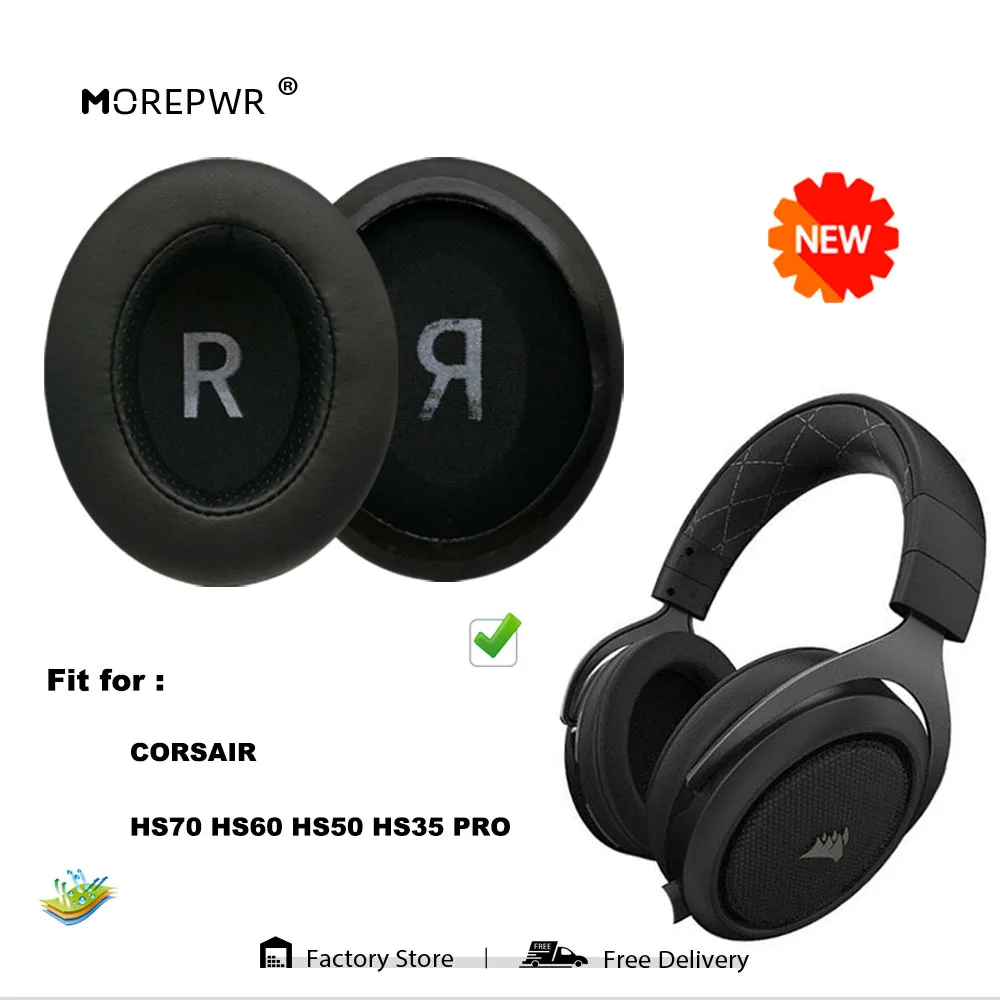 

Morepwr New Upgrade Replacement Ear Pads for CORSAIR HS70 HS60 HS50 HS35 PRO Headset Parts Leather Cushion Earmuff Earphone