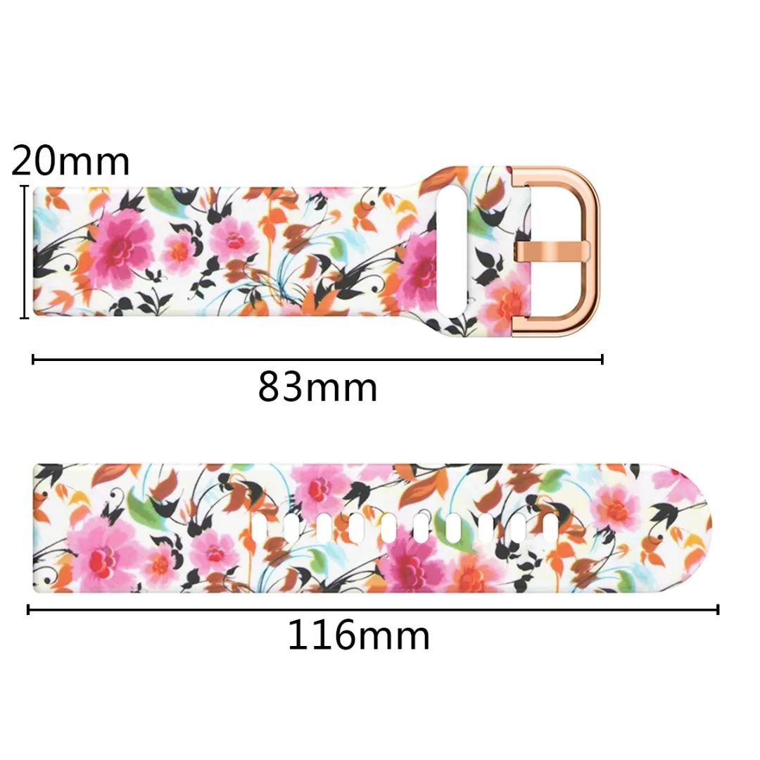 20mm Sport Strap for Samsung Galaxy Watch Active Fashion Flower Dog Paw Print Soft Silicone Strap Sport Bracelet Replacement