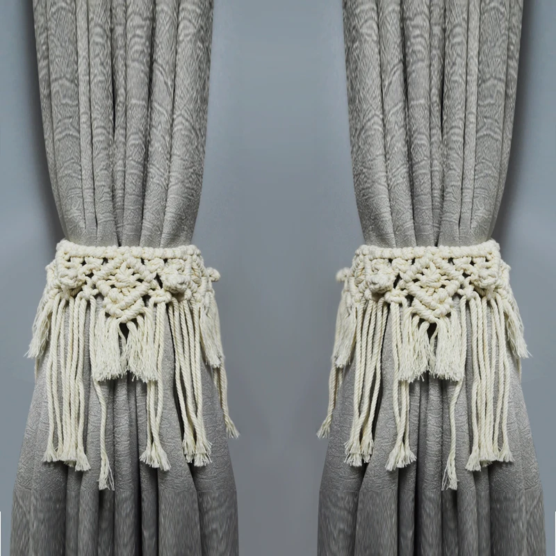 Ins Hand Woven Curtain Tie Backs Tassels Buckles Holdbacks Curtain
