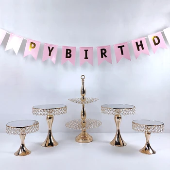 

2020 new year arrive Crystals Cake StandCake Decorating Supplies Metal Round Party Dessert Display Decor Tray
