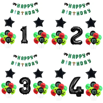 

Game Banner TNT Game Handle Controller Ballons Ninja Theme Birthday Party Decorations Party Balloons Toy Flag