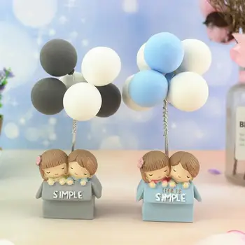 

2 Colors Cute Cartoon Balloon Shaped Cake Decoration Miniature Landscape Props Cake Ornament Wedding Birthday Baby Shower A35