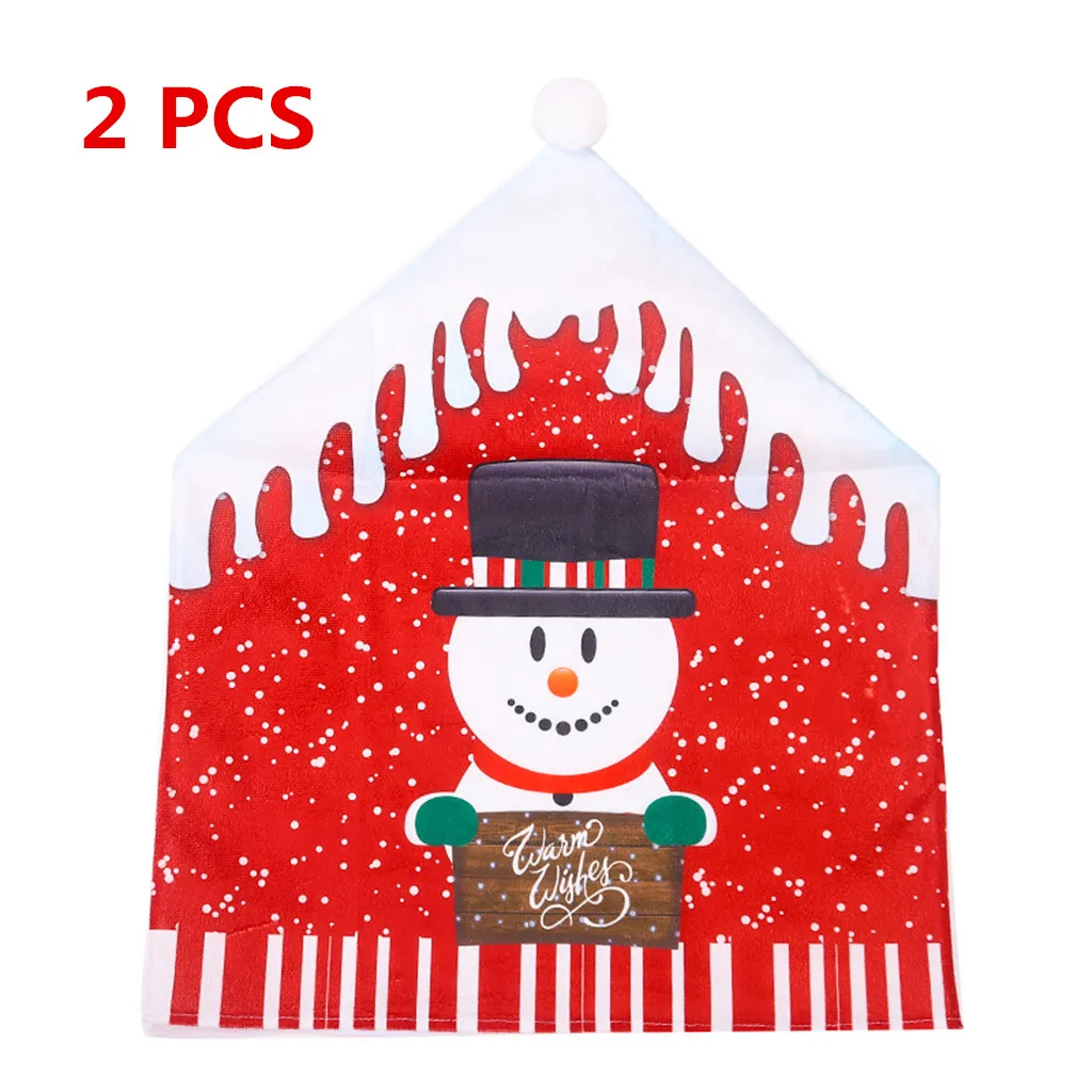 2 PCS Santa Claus Санта-Клаус, кухонный стол, рождественские покрытия для стула, праздничные, вечерние, для дома, для украшения обеденного сиденья, с принтом Санта-Клауса - Цвет: 2 PCS Santa Claus