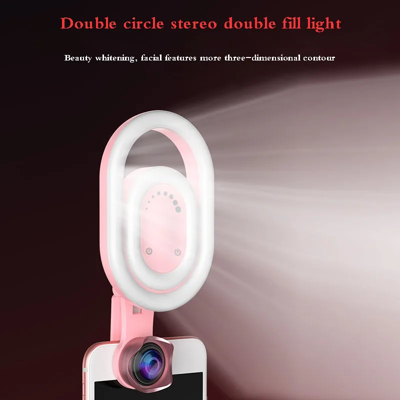 

LED Selfie Ring Light With Phone Camera Wide-Angle Lens For Huawei P20 P30 Pro Samsung For Youtube Makeup Beauty Instagram