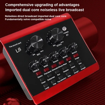 

L8 Sound Card USB 5.0 Audio Earphone Microphone Live Webcast Sound Card 12 Sound Effects 6 Modes Sound Card For Phone Computer