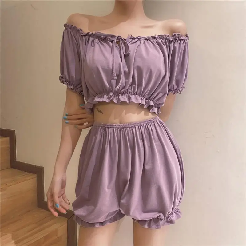 Women Pajama Sets Sexy Female Nightwear Casual Summer Sleeveless All-match Fashion Loose Sweet Students Soft Comfortable women pajamas set women pajama suit cotton pajamas set
