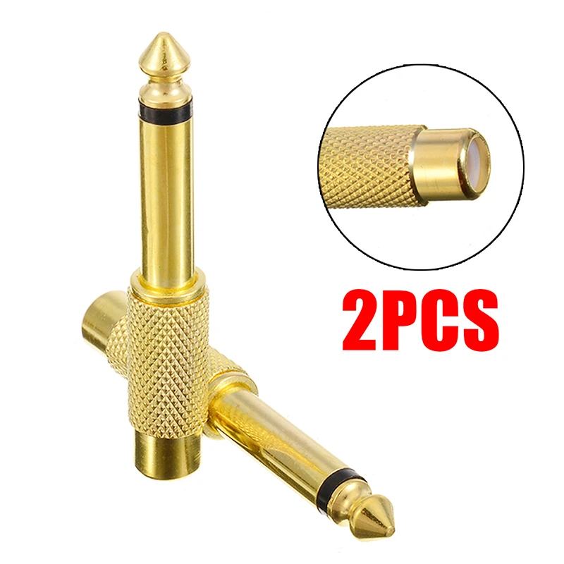 

2pcs 6.35mm Male to RCA Female Connector Headphone Amplifier Audio Adapter 6.35mm Audio AUX Male Jack Plug Adapters Connectors