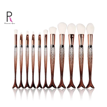 

Market Hot Princess Rose 11pcs Professional High Quality Creative Mermaid Beauty Makeup Brushes кисти для макияжа косметика
