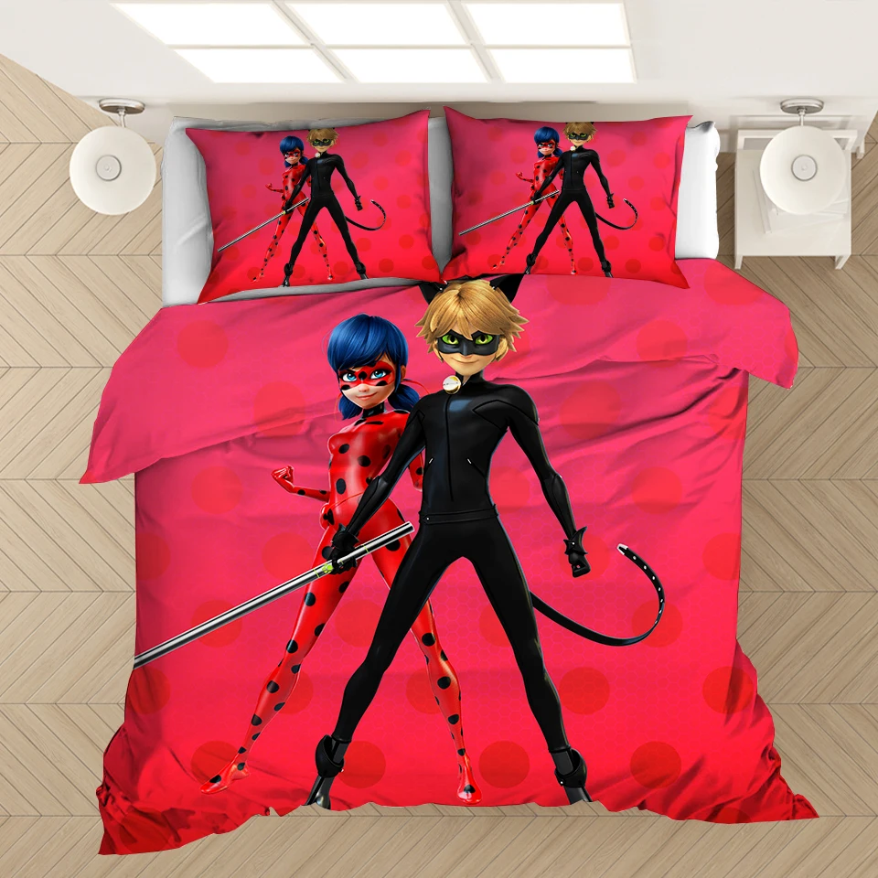 colour 6 3D постельные принадлежности набор анимация Божья коровка девушка пододеяльник набор двойной большой - Цвет: colour 6
