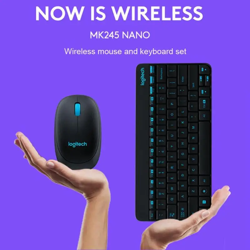 Logitech MK245 w/USB приемник Nano Беспроводная мини клавиатура мышь комбо 1000 точек/дюйм