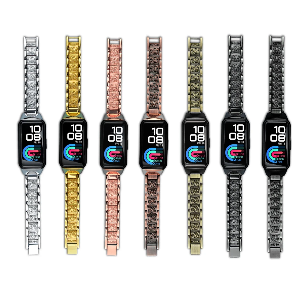 

Retro Metal Strap For Huawei Honor Band 6 Smart Wristband Stainless Steel Vintage 3D Engraving Embossed Belt For Huawei Band 6