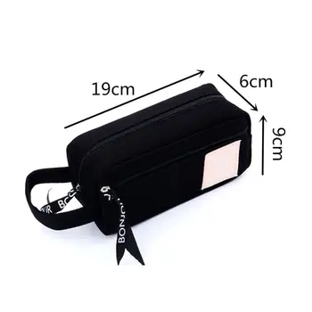 

Creative Zipper Pencil Case Twill Canvas Large Pen Box Kawaii Pencil Bag XXUC