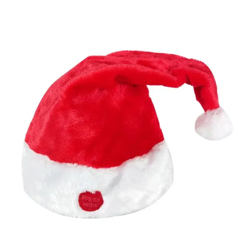 Электрическая Рождественская шляпа, игрушка из пластика высшего класса, золотой бархат, ПП хлопок, наполнение, пение, движущийся Рождественский домашний декор для детей