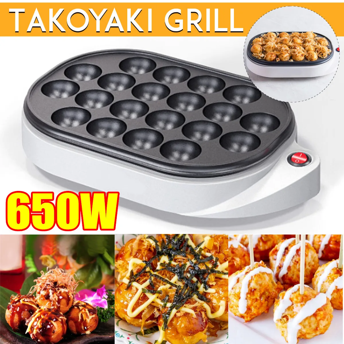 20 agujeros pulpo fabricante de la bola de Takoyaki para hornear Pan Taiyaki eléctrico máquina parrilla japonesa pastel horno Bola de carne de máquina de placa