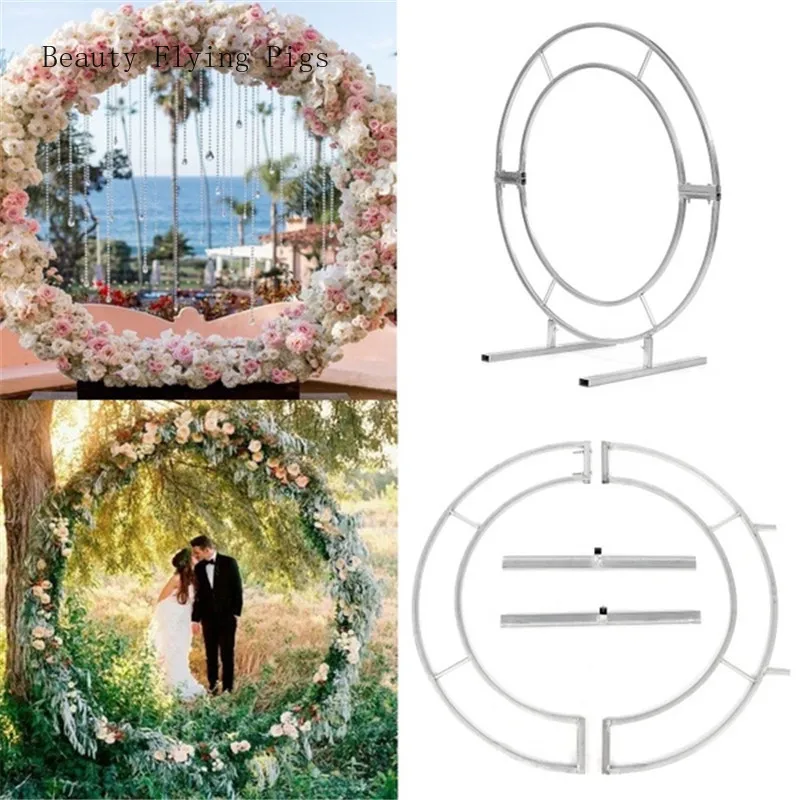 Круглый металлический сетчатый свадебный фон с круглой металлической аркой