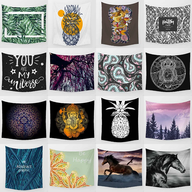 

Тропические Листья Сова абстрактная графика бегущая лошадь ананас лес настенный художественный гобелен маленький прямоугольный настенны...