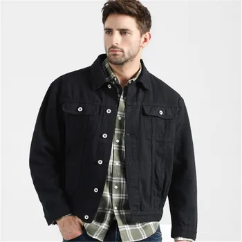 

Denim Jacket Men Black Plus Size 4XL 5XL Autumn Cotton Jeans Jacket Single Breasted Pockets Retro Cowboy Men's Jackets DS50942
