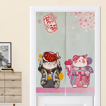 

Lucky Cat Japanese style Hotel Fabric Door Curtain Kitchen Feng Shui Bedroom Living Room Partition screen