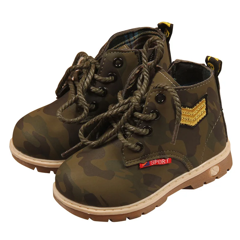 

Autumn Boy Girl Camouflage Martin Boots Kids All-Weather Mud Ankle Boots High Tops Children Leisure Sports Running Shoes