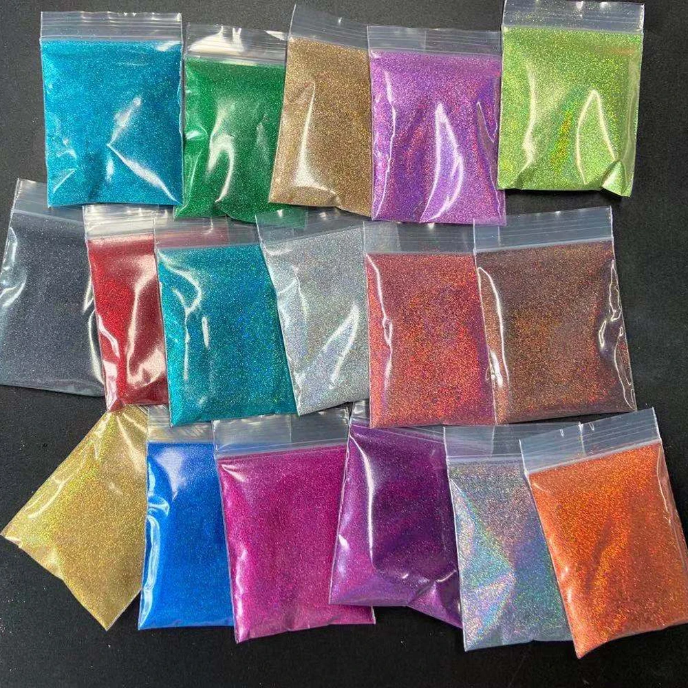 벌크 0.1mm 홀로그램 엑스트라 파인 글리터 화장품 바디 페이스 아이 헤어 매니큐어 아트 슬라임 에폭시 수지 텀블러 축제 공예