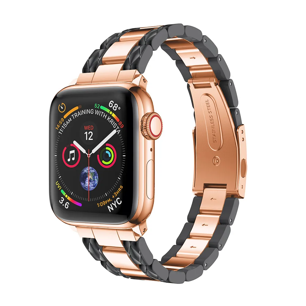 Нержавеющая сталь сменный Браслет для наручных часов Apple Watch 38/40 мм/42 44 мм мода смола для наручных часов для Apple Watch Series 5 4 3 2 1