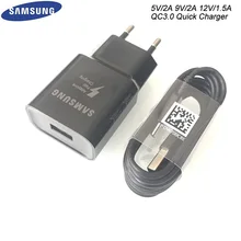 Samsung Зарядное устройство оригинальное адаптивной быстрое зарядное устройство QC 3,0 адаптер для розеток европейского стандарта для Galaxy s10 s10e s10plus s9 s9plus s8 a70 a60 a50 note 7, 8, 9