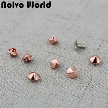 

50-100pcs 6mm Rose gold copper DIY shoes accessories plastic mix metal nail bags bracelets screws decorative rivets