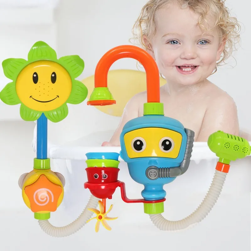 

Sunflower Cartoon Sun Shower Divers Automatic Water Spouting Baby Summer Day Play with Water Bathroom Bath Toy