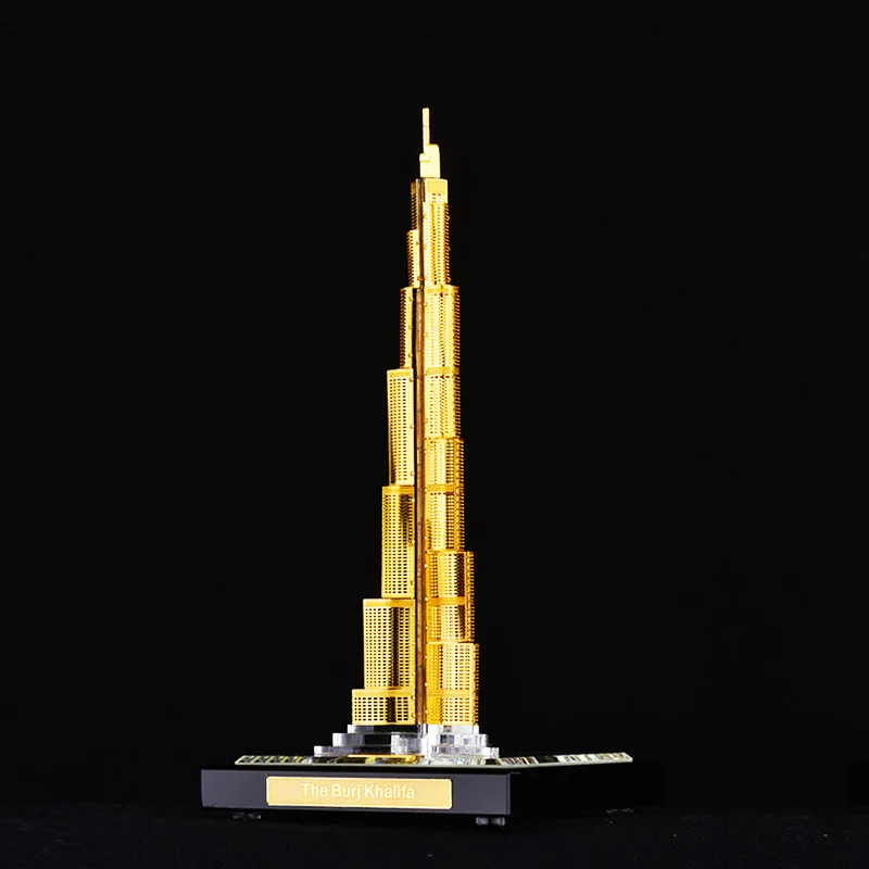 

Dubai Burj Khalifa Tower Crystal inlaid with gold Assembling Souvenirs Tower building structure edifice Architecture model gifts
