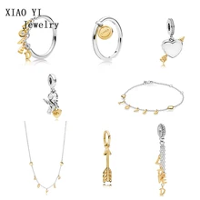 XIAOYI100% 925 пробы серебряный блеск любимый скрипт медальон стрела кольцо «Купидон» ожерелье браслет Висячие Подвески Бусины