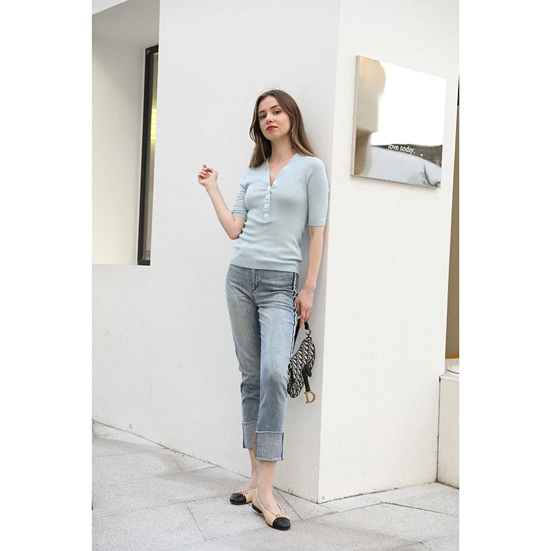 

Top design! 2019 Autumn new arrival office lady jeans trousers pants women lady free shipping HMR19805JUL4