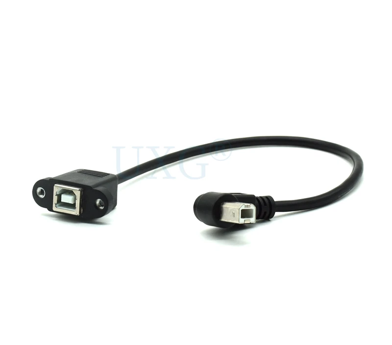 30CM M/F USB 2.0 Type B Male to Female Right Angle Extension Data Cable Panel Mount For Printer Cable Screw Hole usb extension cable usb printer cable usb extension adapter